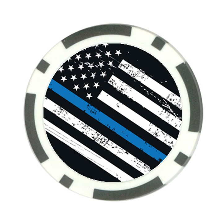 USA Flag The thin blue line I back the blue USA Flag Grunge on black background Poker Chip Card Guard