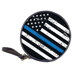 Usa Flag The Thin Blue Line I Back The Blue Usa Flag Grunge On Black Background Classic 20-cd Wallets by snek