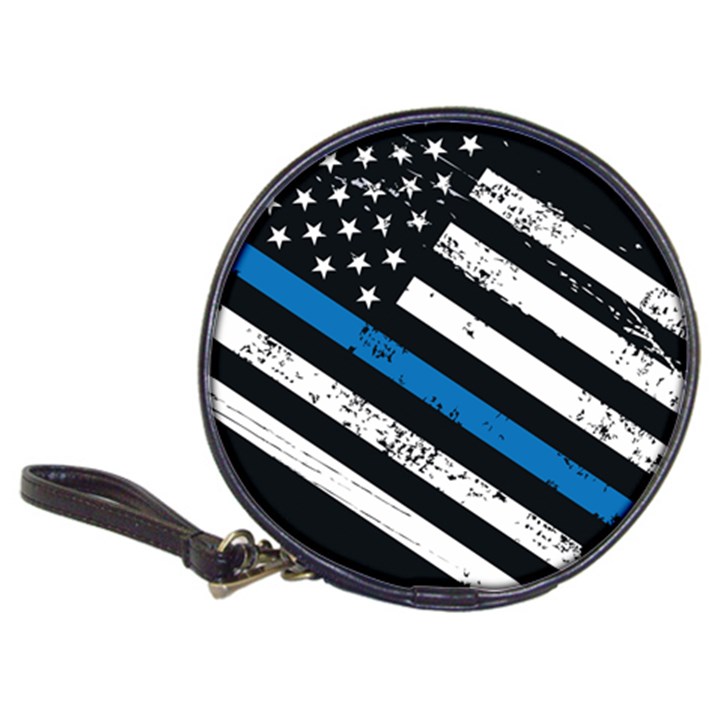 USA Flag The thin blue line I back the blue USA Flag Grunge on black background Classic 20-CD Wallets