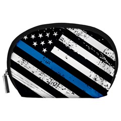 Usa Flag The Thin Blue Line I Back The Blue Usa Flag Grunge On Black Background Accessory Pouch (large) by snek