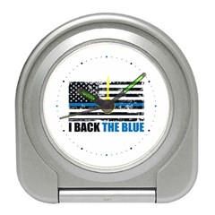 I Back The Blue The Thin Blue Line With Grunge Us Flag Travel Alarm Clock by snek