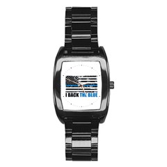 I Back The Blue The Thin Blue Line With Grunge Us Flag Stainless Steel Barrel Watch by snek