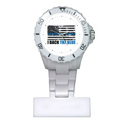 I Back The Blue The Thin Blue Line With Grunge Us Flag Plastic Nurses Watch by snek