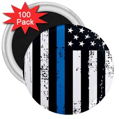 I Back The Blue The Thin Blue Line With Grunge Us Flag 3  Magnets (100 Pack) by snek