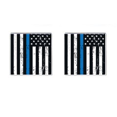 I Back The Blue The Thin Blue Line With Grunge Us Flag Cufflinks (square) by snek