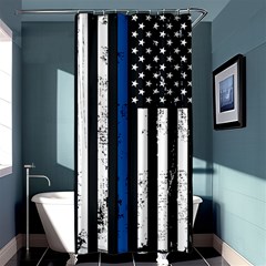 I Back The Blue The Thin Blue Line With Grunge Us Flag Shower Curtain 36  X 72  (stall)  by snek