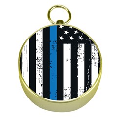 I Back The Blue The Thin Blue Line With Grunge Us Flag Gold Compasses by snek