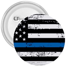 I Back The Blue The Thin Blue Line With Grunge Us Flag 3  Buttons by snek