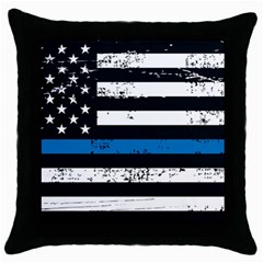 I Back The Blue The Thin Blue Line With Grunge Us Flag Throw Pillow Case (black) by snek