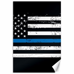 I Back The Blue The Thin Blue Line With Grunge Us Flag Canvas 24  X 36  by snek