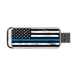 I Back The Blue The Thin Blue Line With Grunge Us Flag Portable Usb Flash (one Side) by snek