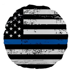 I Back The Blue The Thin Blue Line With Grunge Us Flag Large 18  Premium Flano Round Cushions by snek