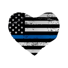 I Back The Blue The Thin Blue Line With Grunge Us Flag Standard 16  Premium Flano Heart Shape Cushions by snek