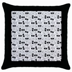 Tape Cassette 80s Retro Genx Pattern Black And White Throw Pillow Case (black) by genx