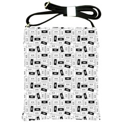 Tape Cassette 80s Retro Genx Pattern Black And White Shoulder Sling Bag by genx