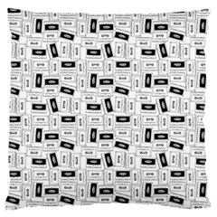 Tape Cassette 80s Retro Genx Pattern Black And White Large Cushion Case (one Side) by genx