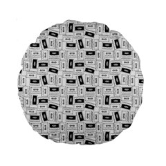 Tape Cassette 80s Retro Genx Pattern Black And White Standard 15  Premium Round Cushions by genx