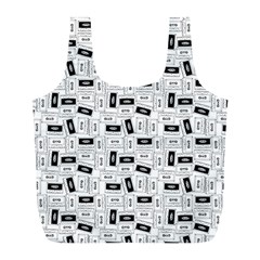 Tape Cassette 80s Retro Genx Pattern Black And White Full Print Recycle Bag (l) by genx