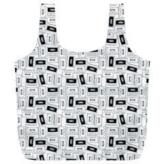 Tape Cassette 80s Retro Genx Pattern Black And White Full Print Recycle Bag (xl) by genx