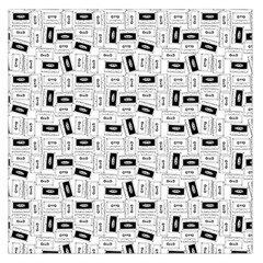 Tape Cassette 80s Retro Genx Pattern Black And White Large Satin Scarf (square) by genx