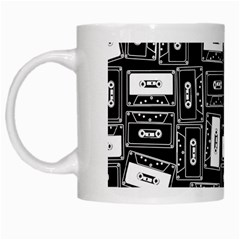 Tape Cassette 80s Retro GenX Pattern black and White White Mugs