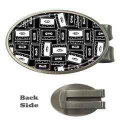 Tape Cassette 80s Retro GenX Pattern black and White Money Clips (Oval) 