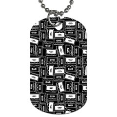 Tape Cassette 80s Retro GenX Pattern black and White Dog Tag (One Side)