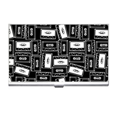 Tape Cassette 80s Retro Genx Pattern Black And White Business Card Holder by genx