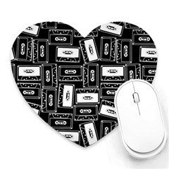 Tape Cassette 80s Retro GenX Pattern black and White Heart Mousepads