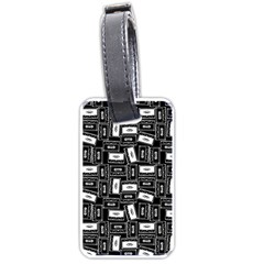 Tape Cassette 80s Retro GenX Pattern black and White Luggage Tags (One Side) 