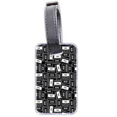 Tape Cassette 80s Retro GenX Pattern black and White Luggage Tags (Two Sides)