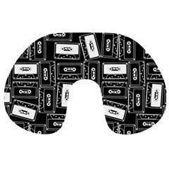 Tape Cassette 80s Retro GenX Pattern black and White Travel Neck Pillows