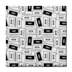 Tape Cassette 80s Retro Genx Pattern Black And White Tile Coasters by genx