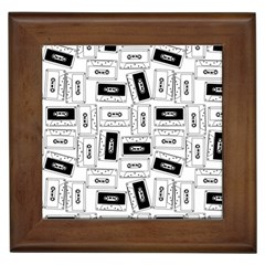 Tape Cassette 80s Retro Genx Pattern Black And White Framed Tiles by genx