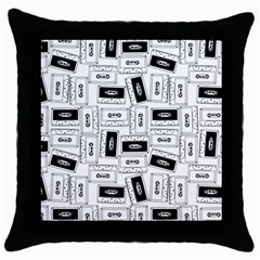 Tape Cassette 80s Retro Genx Pattern Black And White Throw Pillow Case (black) by genx