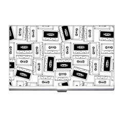 Tape Cassette 80s Retro Genx Pattern Black And White Business Card Holder by genx