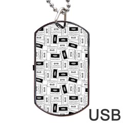 Tape Cassette 80s Retro Genx Pattern Black And White Dog Tag Usb Flash (one Side) by genx