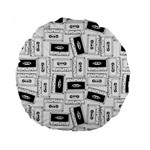 Tape Cassette 80s Retro GenX Pattern black and White Standard 15  Premium Round Cushions Front