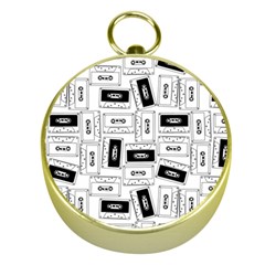 Tape Cassette 80s Retro Genx Pattern Black And White Gold Compasses by genx