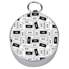 Tape Cassette 80s Retro Genx Pattern Black And White Silver Compasses by genx