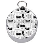 Tape Cassette 80s Retro GenX Pattern black and White Silver Compasses Front