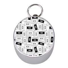 Tape Cassette 80s Retro Genx Pattern Black And White Mini Silver Compasses by genx