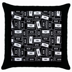 Tape Cassette 80s Retro Genx Pattern Black And White Throw Pillow Case (black) by genx