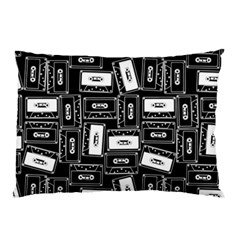 Tape Cassette 80s Retro GenX Pattern black and White Pillow Case