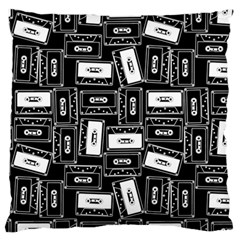 Tape Cassette 80s Retro Genx Pattern Black And White Large Cushion Case (one Side) by genx