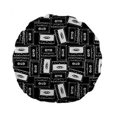 Tape Cassette 80s Retro GenX Pattern black and White Standard 15  Premium Round Cushions