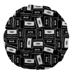 Tape Cassette 80s Retro GenX Pattern black and White Large 18  Premium Round Cushions