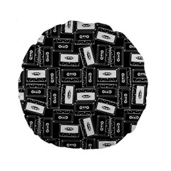 Tape Cassette 80s Retro GenX Pattern black and White Standard 15  Premium Flano Round Cushions