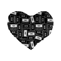 Tape Cassette 80s Retro GenX Pattern black and White Standard 16  Premium Flano Heart Shape Cushions