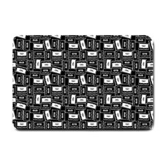 Tape Cassette 80s Retro Genx Pattern Black And White Small Doormat  by genx